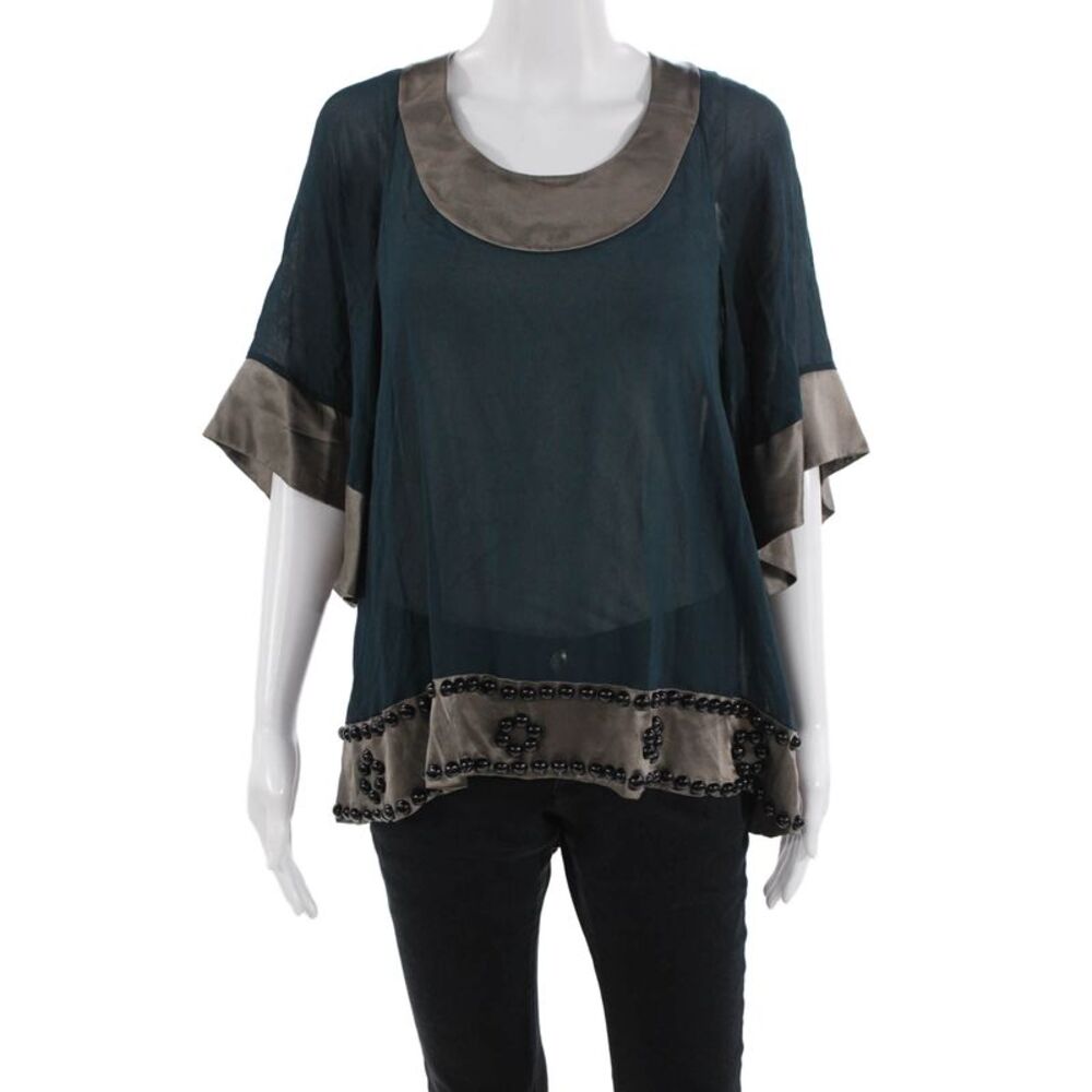 Development by Erica Davies Women Kimono Tunic Blouse Dark Blue Viscose Size S